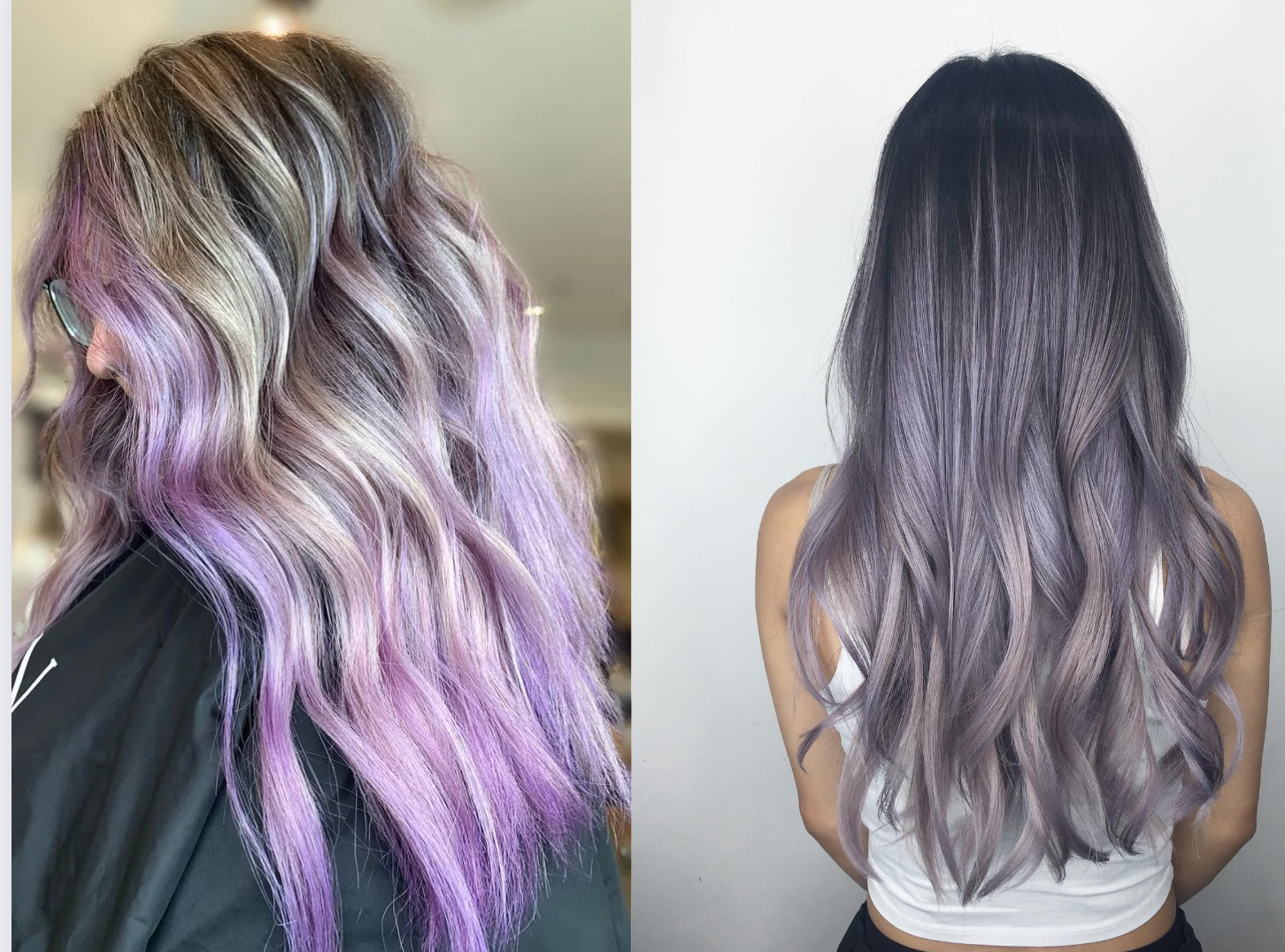 Kiểu tóc nhuộm balayage tím khói